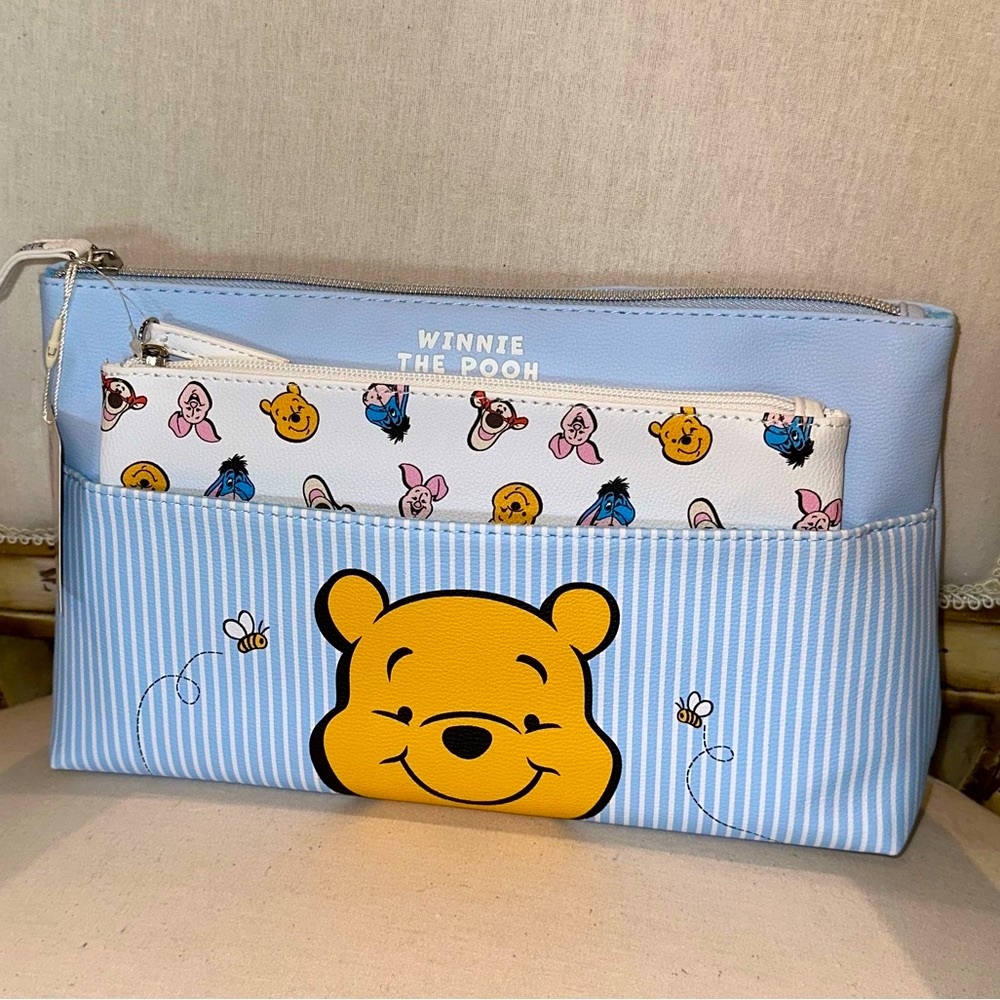 Winnie the Pooh Blue Stripe Cosmetic Pouch Set